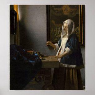 Vermeer - Vrouw met een weegschaal 1665 Poster
