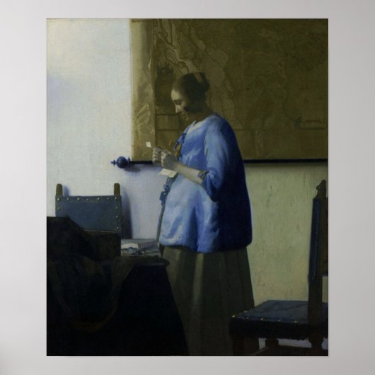 Vermeer - Vrouwen in blauw lezen een brief 1665 Poster (Voorkant)