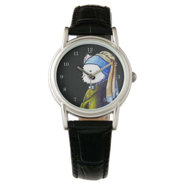 Vermeer Westie Meisje Horloge (Voorkant)