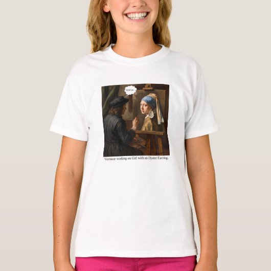 Vermeer working on Girl with Oyster Earring. T-shirt (Voorkant)