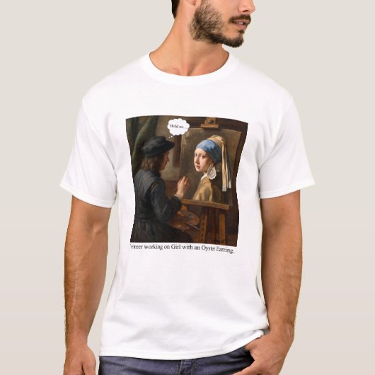 Vermeer working on Girl with Oyster Earring. T-shirt (Voorkant)