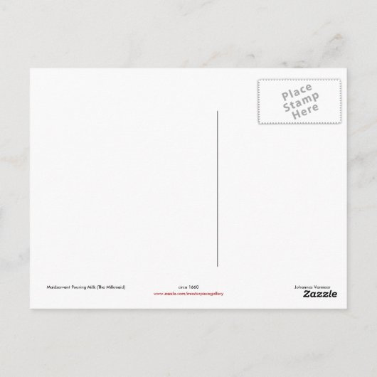 Vermeer's Maidservant Pil Milk (circa 1660) Briefkaart (Achterkant)