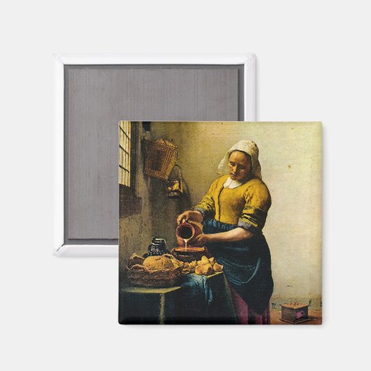 Vermeer's Maidservant Pil Milk (circa 1660) Magneet (Voorkant / Achterkant)