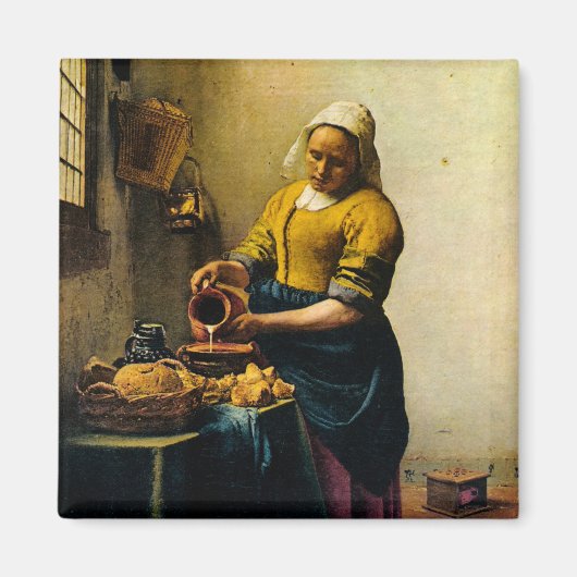Vermeer's Maidservant Pil Milk (circa 1660) Magneet (Voorkant)