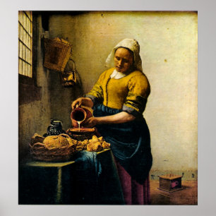 Vermeer's Maidservant Pil Milk (circa 1660) Poster