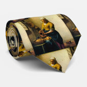 Vermeer's Maidservant Pil Milk (circa 1660) Stropdas (Opgerold)
