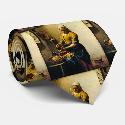 Vermeer's Maidservant Pil Milk (circa 1660) Stropdas (Opgerold)