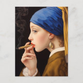 Vermeer's Meisje met een Parel Oorbel Roken Briefkaart (Voorkant)