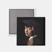 Vermeer's Pearl Girl Afstuderen Magneet (Voorkant / Achterkant)