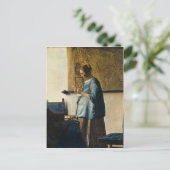 Vermeer's Vrouw in Blauw Leest a Letter ca.1665 Briefkaart (Staand voorkant)