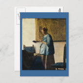 Vermeer's Vrouw in Blauw Leest a Letter ca.1665 Briefkaart (Voorkant / Achterkant)