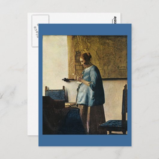 Vermeer's Vrouw in Blauw Leest a Letter ca.1665 Briefkaart (Voorkant / Achterkant)