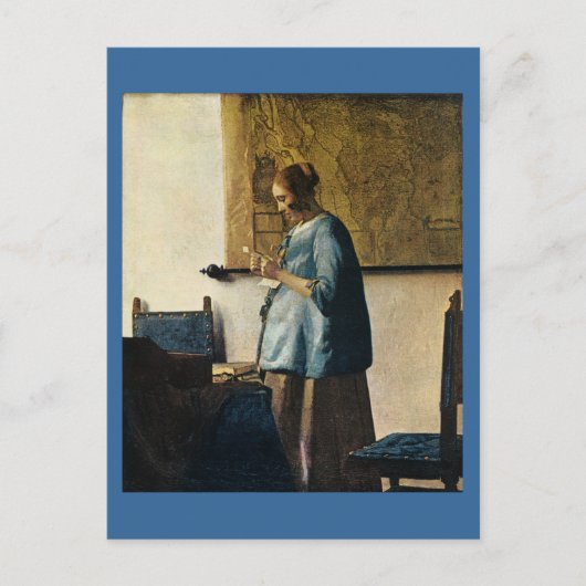 Vermeer's Vrouw in Blauw Leest a Letter ca.1665 Briefkaart (Voorkant)