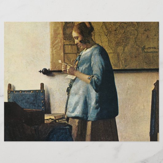 Vermeer's Vrouw in Blauw Leest a Letter ca.1665 Flyer (Voorkant)