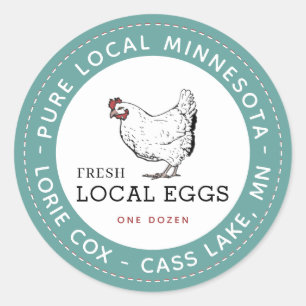 Vermeld naam Fresh Local Eggs  Kippen Ronde Sticker