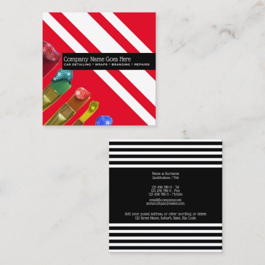 Vermelding van het brandmerken van spuitverfspuite vierkante visitekaartje (Voorkant / Achterkant)