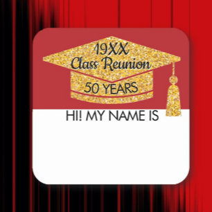 Vermeng je! Draag deze klasse reünie naam tag Vierkante Sticker