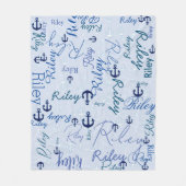Vermenigvuldigen Names Initialen Navy Ankers Licht Fleece Deken (Voorkant)