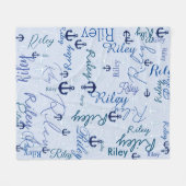 Vermenigvuldigen Names Initialen Navy Ankers Licht Fleece Deken (Voorkant (Horizontaal))