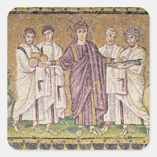 Vermenigvuldiging van de Brood en de Vissen Vierkante Sticker (Voorkant)