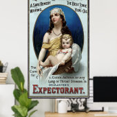 VERMIFUGE WORM en LUNG MEDICINE 1889 Poster (Thuiskantoor)