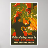 Vermijd brand Clean Cellar 1937 WPA Poster (Voorkant)