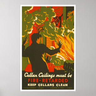 Vermijd brand Clean Cellar 1937 WPA Poster