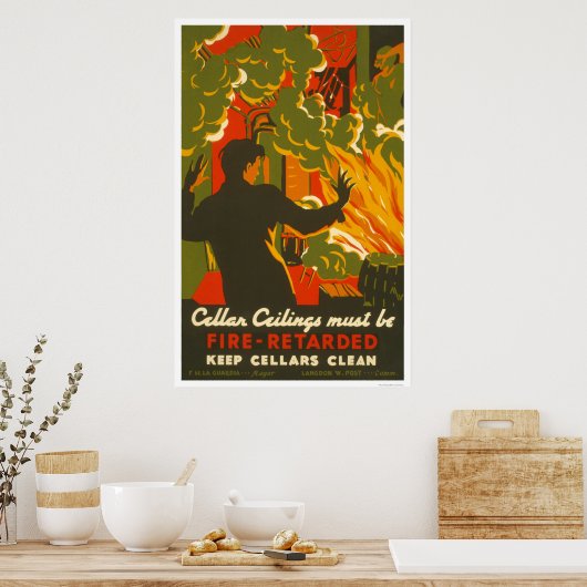 Vermijd brand Clean Cellar 1937 WPA Poster (Keuken)