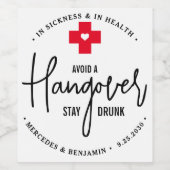 Vermijd dat Hangover blijft Drink Relief Kit Wedde Wijn Etiket (Enkel label)