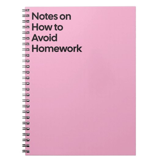 Vermijd Huiswerk Grappige Notitieboek (Voorkant)