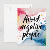 Vermijd negatieve mensen Waterverf Splatter Briefkaart (Voorkant / Achterkant)