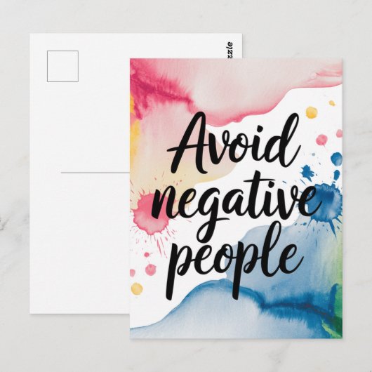Vermijd negatieve mensen Waterverf Splatter Briefkaart (Voorkant / Achterkant)