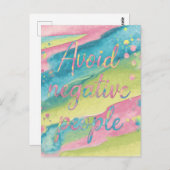 Vermijd negatieve mensen Waterverf typografie Briefkaart (Voorkant / Achterkant)