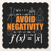 Vermijd negativiteit Grappige Wiskunde wiskundeler Kartonnen Onderzetters (Voorkant)