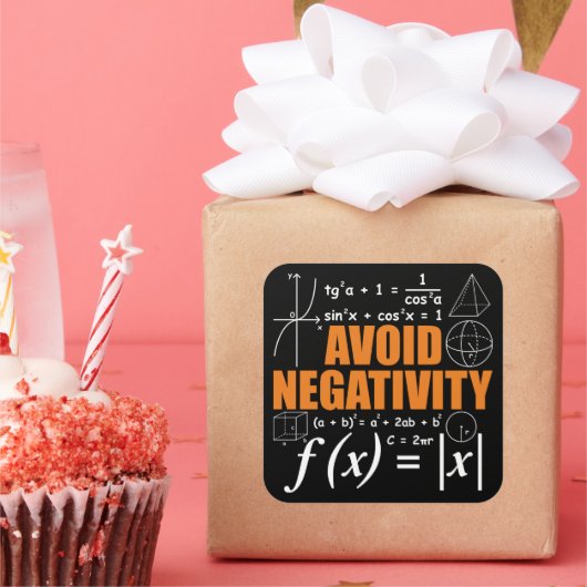 Vermijd negativiteit Grappige Wiskunde wiskundeler Vierkante Sticker (Feest)