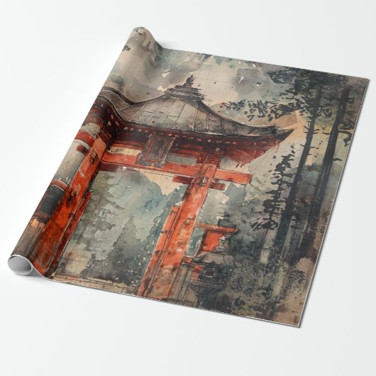Vermilion Bergpoort Inktwassing Cadeaupapier (Uitgerold)