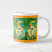 Vermilion Goldfish zwemmen in groene bubbels Grote Koffiekop (Rechts)