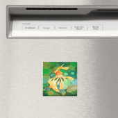 Vermilion Goldfish zwemmen in groene bubbels Magneet (Insitu (Vaatwasser))