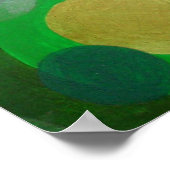 Vermilion Goldfish zwemmen in groene bubbels Poster (Hoek)