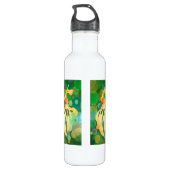 Vermilion Goldfish zwemmen in groene bubbels Waterfles (Achterkant)