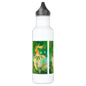 Vermilion Goldfish zwemmen in groene bubbels Waterfles (Links)