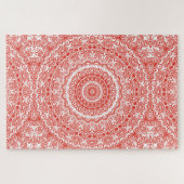 Vermilion Mandala Rood Kaleidoscoop Design Legpuzzel (Horizontaal)