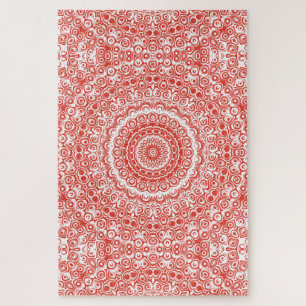 Vermilion Mandala Rood Kaleidoscoop Design Legpuzzel