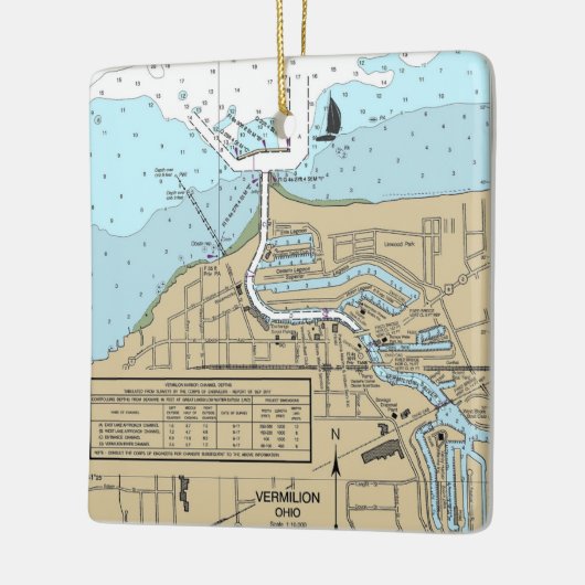 Vermilion Ohio Nautical Chart Keramisch Ornament (Links)