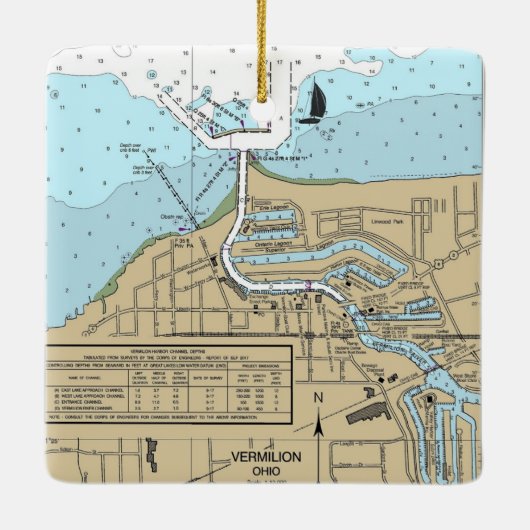 Vermilion Ohio Nautical Chart Keramisch Ornament (Achterkant)