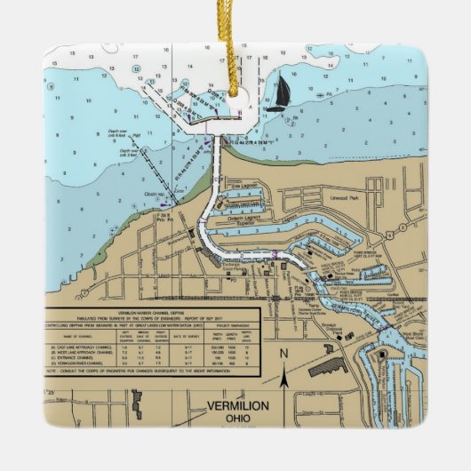 Vermilion Ohio Nautical Chart Keramisch Ornament (Voorkant)