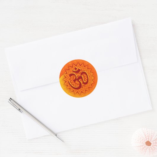 Vermilion Om Ronde Sticker (Envelop)