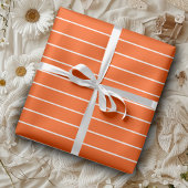 Vermilion rood en wit dun horizontaal gestreept cadeaupapier