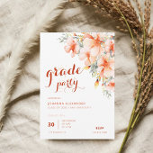 Vermilion Waterverf Floral Graduation Party Kaart