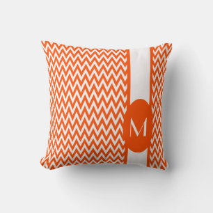 Vermiljoen Elegant Chevron Design met monogram Kussen